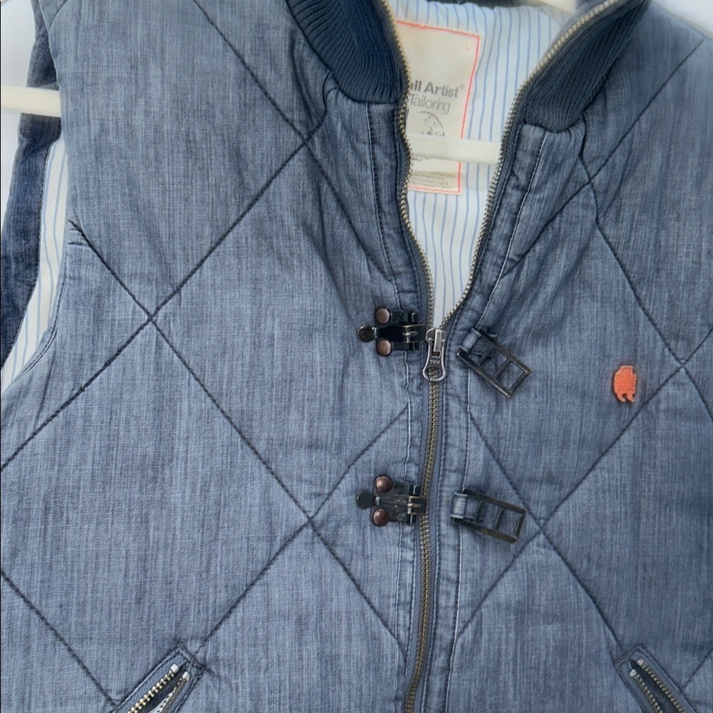 Marshall Artist Quilted Gilet Vest Blue Cotton Zip Men’s L - Picture 3 of 12